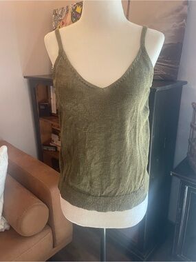 Banana Republic Olive Green Knit V-Neck Cami